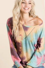 BiBi Tie Dye Print French Terry Sweatshirt OutfitFlow
