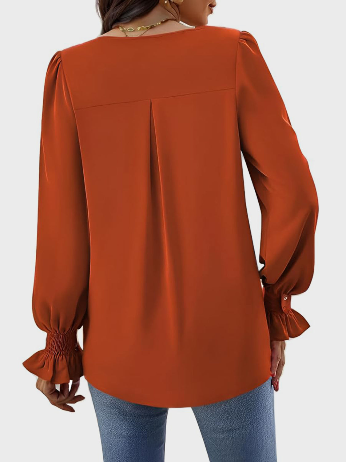 Outfit Flow - V-Neck Flounce Sleeve Top