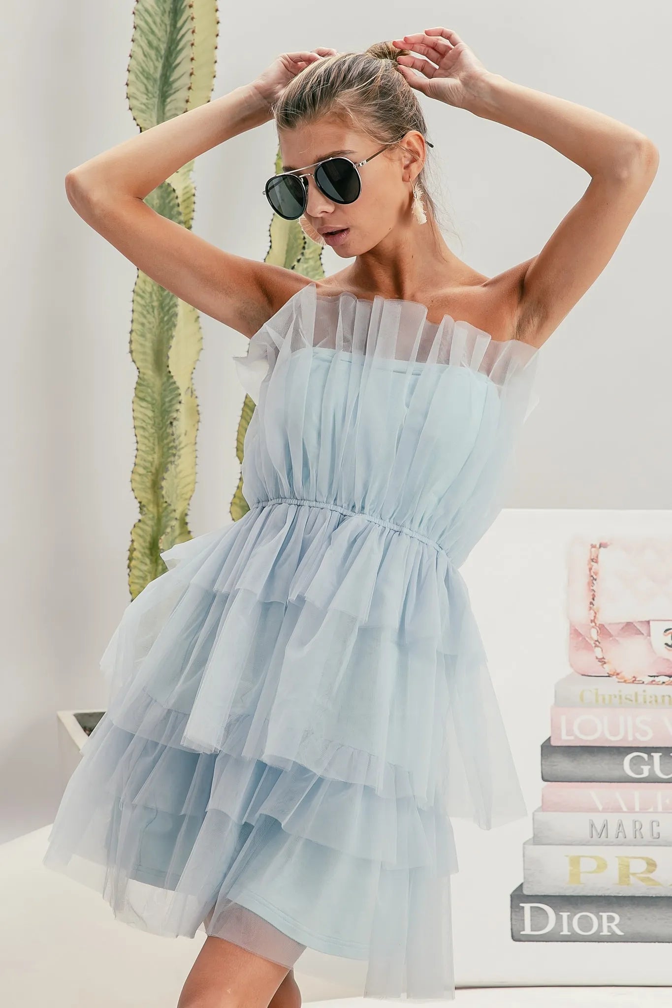 BiBi Sleeveless Layered Organza Dress OutfitFlow