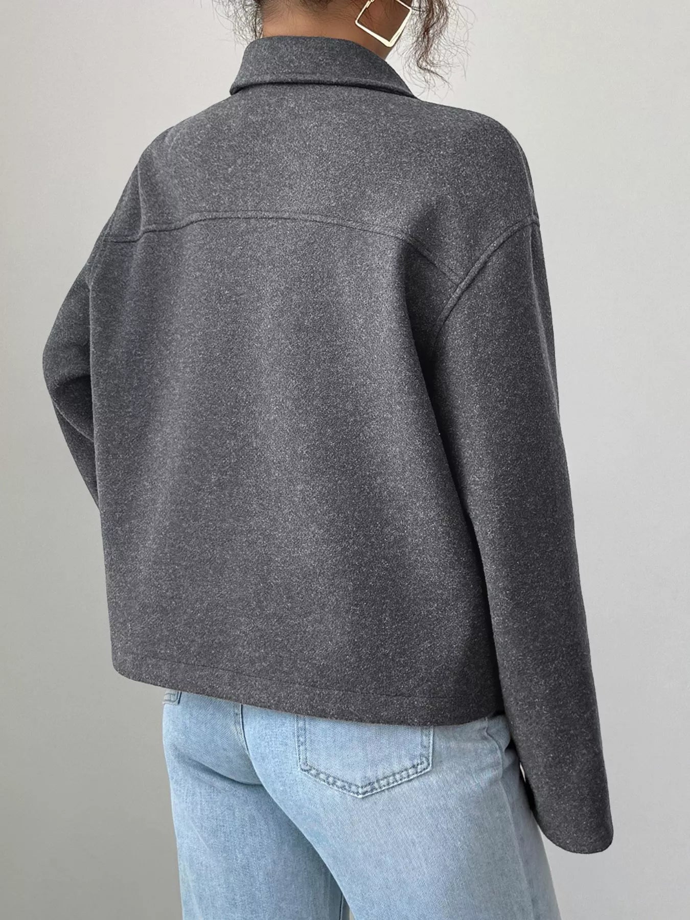 Casual Zip-Up Long Sleeve Jacket Trendsi