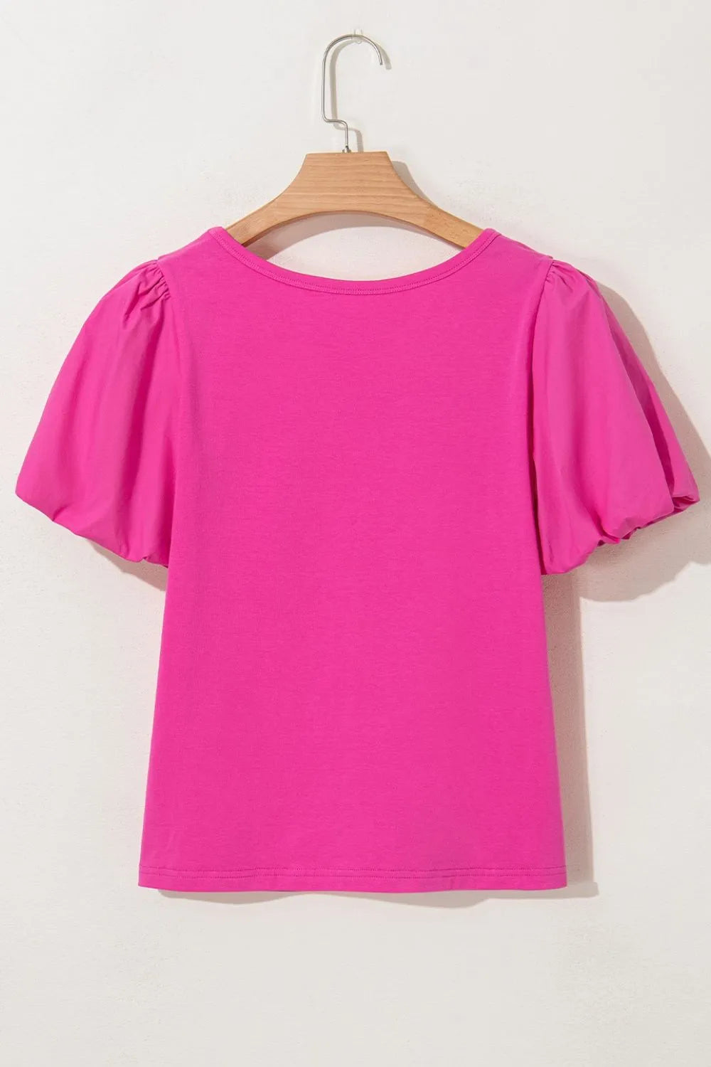 Casual Round Neck Bubble Sleeve T-Shirt OutfitFlow