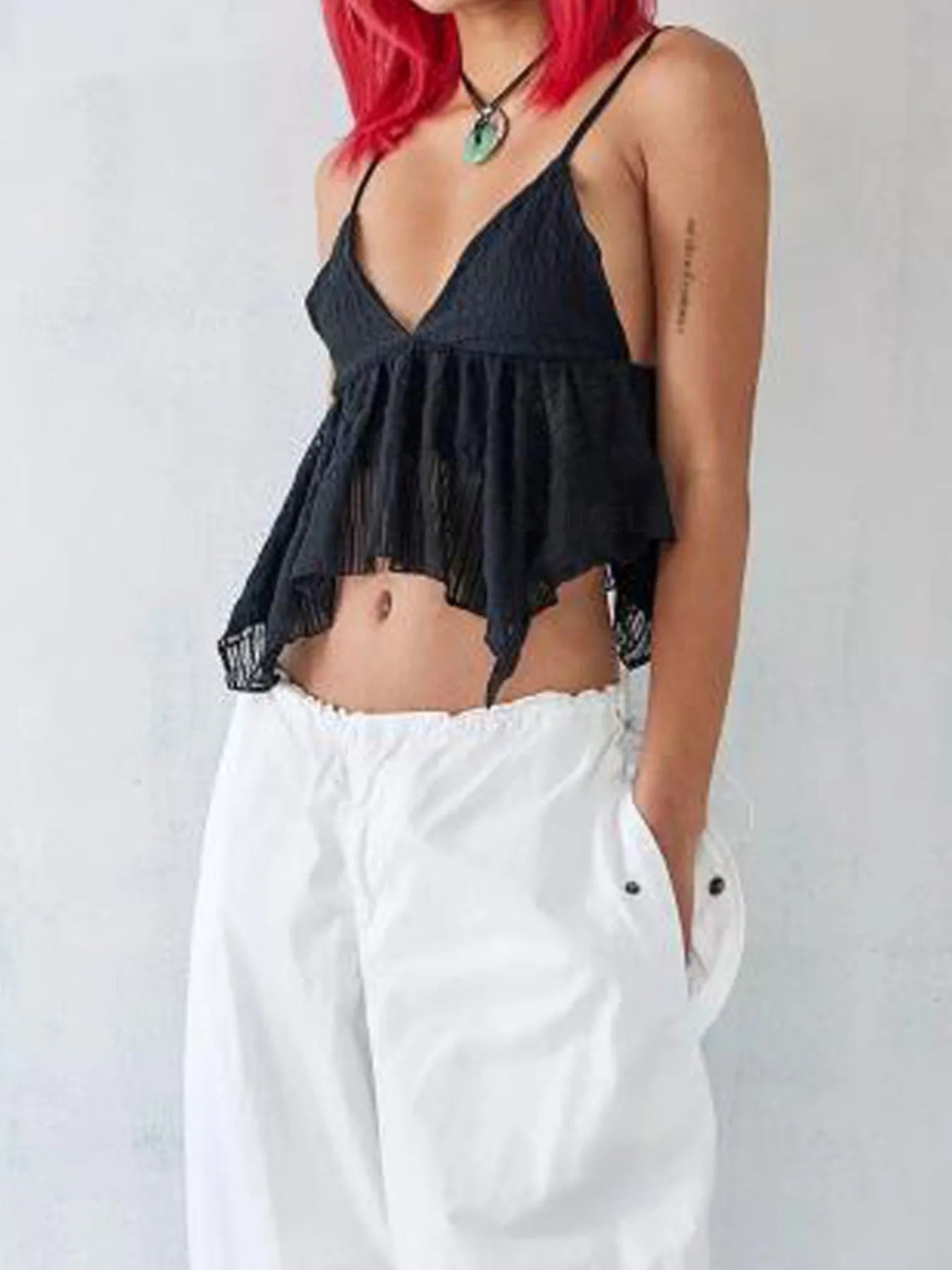 V-Neck Peplum Cami Top OutfitFlow