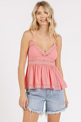Mittoshop Crisscross Back Lace Detail V-Neck Cami OutfitFlow
