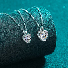 2 Carat Moissanite 925 Sterling Silver Heart Shape Necklace OutfitFlow