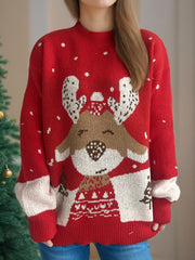 Outfit Flow - Reindeer Mock Neck Long Sleeve Sweater