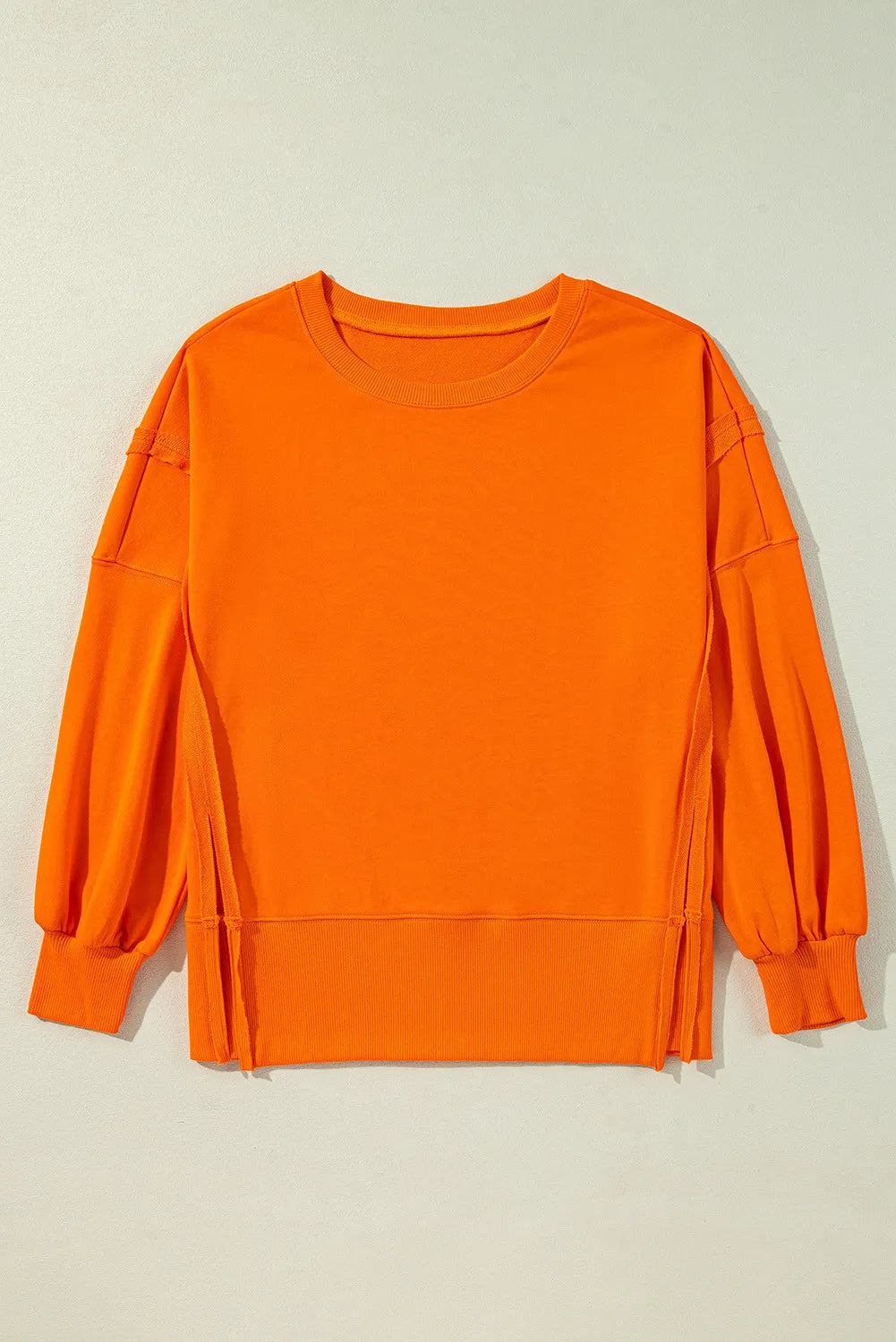 Outfit Flow - Exposed Seam Round Neck Long Sleeve Sweatshirt