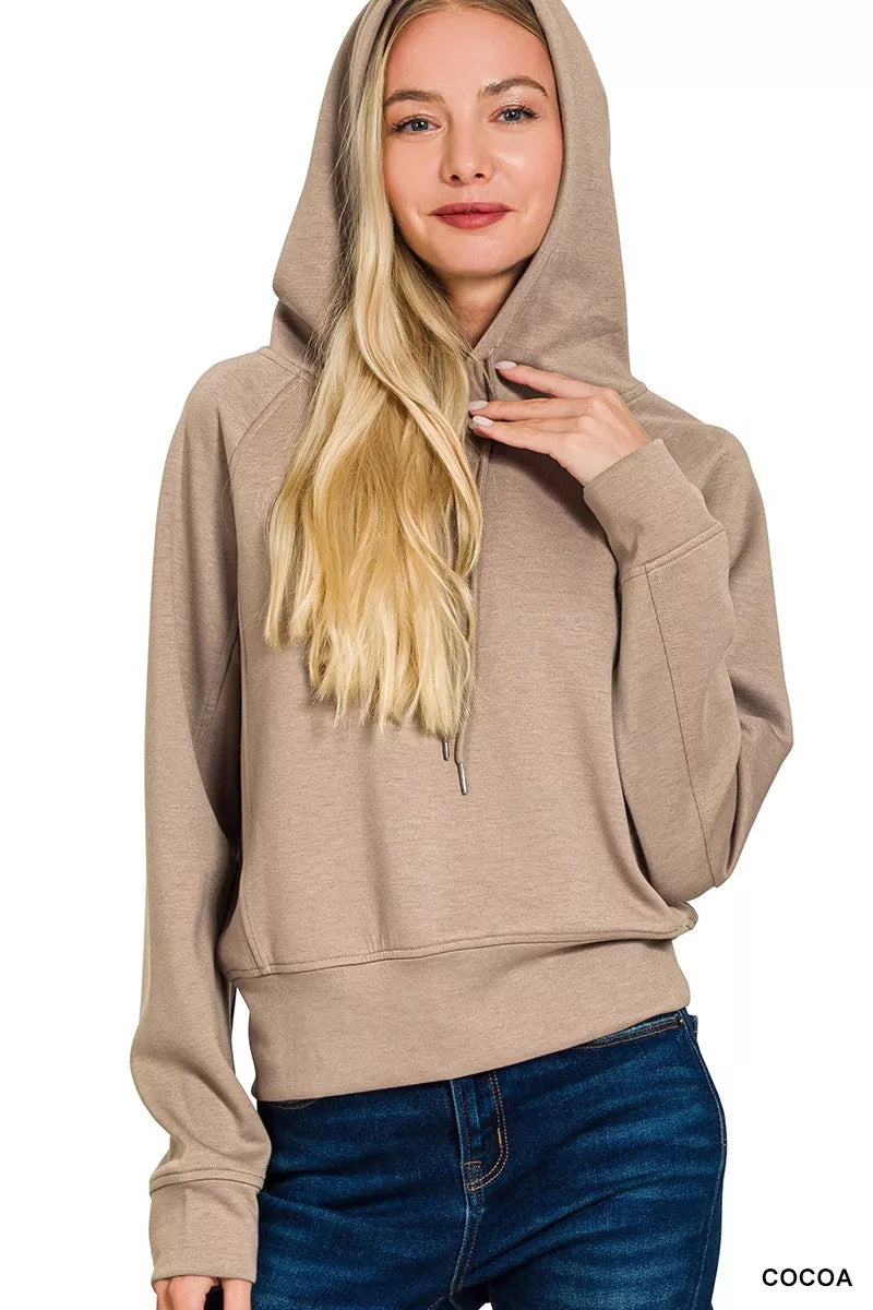 Zenana Drawstring Scuba Hoodie OutfitFlow