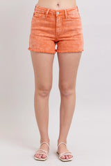 Judy Blue Peach Mid Rise Denim Shorts OutfitFlow