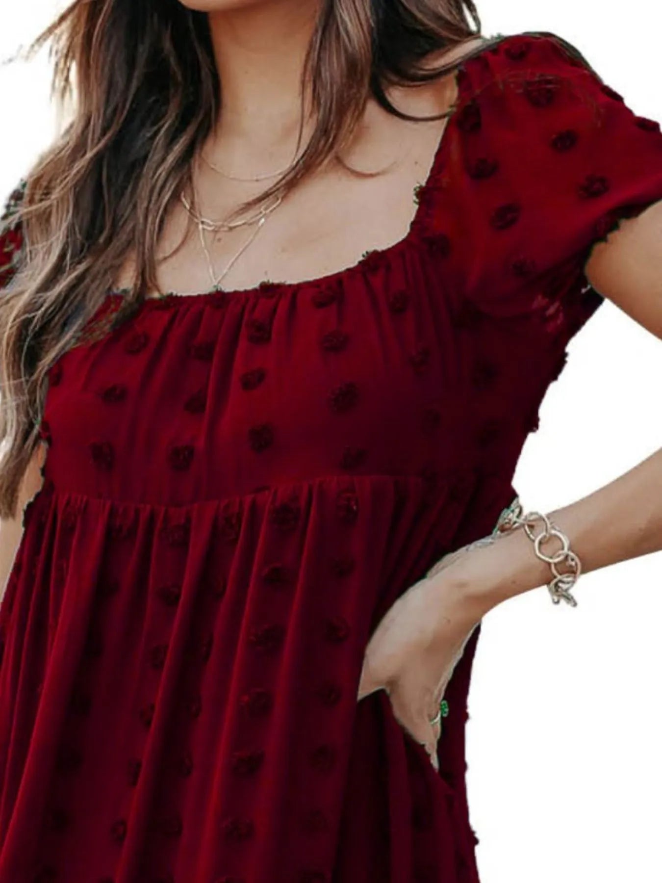 Swiss Dot Square Neck Mini Dress OutfitFlow
