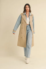 MABLE Layered Look Trench Coat With Denim Jacket Trendsi
