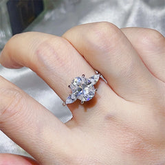 3 Carat Moissanite 925 Sterling Silver Ring White OutfitFlow