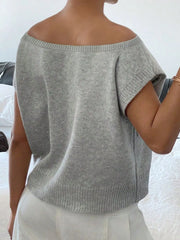 Ribbed Hem Boat Neck Sweater OutfitFlow