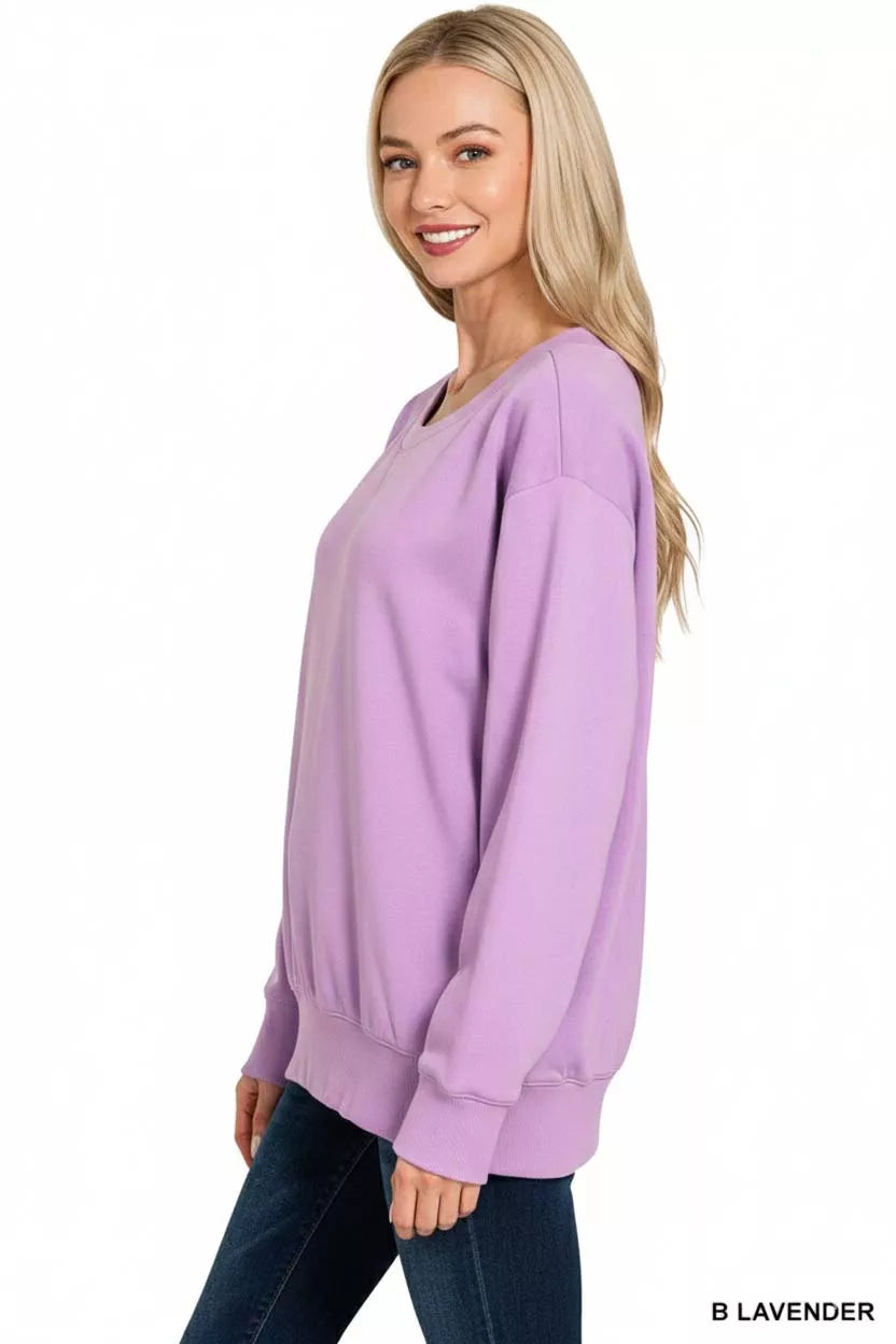 Zenana Fleece Boat Neck Sweatshirt OutfitFlow