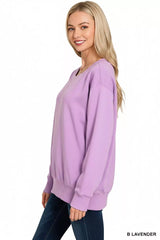 Zenana Fleece Boat Neck Sweatshirt OutfitFlow