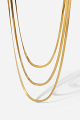 Triple-Layered Snake Chain Necklace Gold One Size OutfitFlow