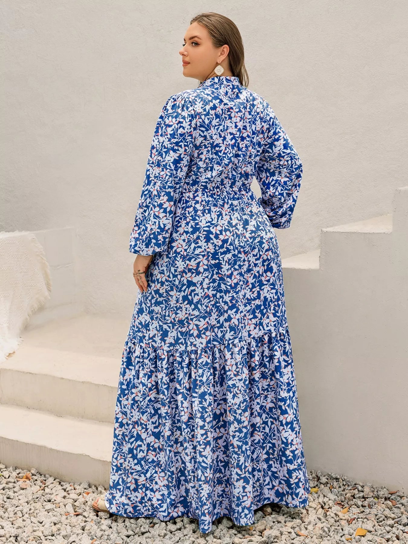 Plus Size Floral Print Bohemian Maxi Dress OutfitFlow