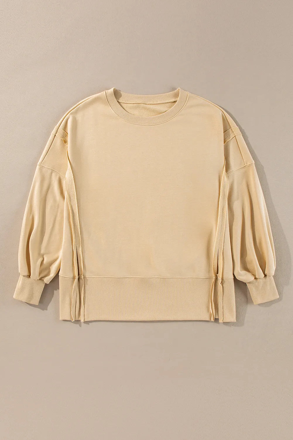 Outfit Flow - Exposed Seam Round Neck Long Sleeve Sweatshirt