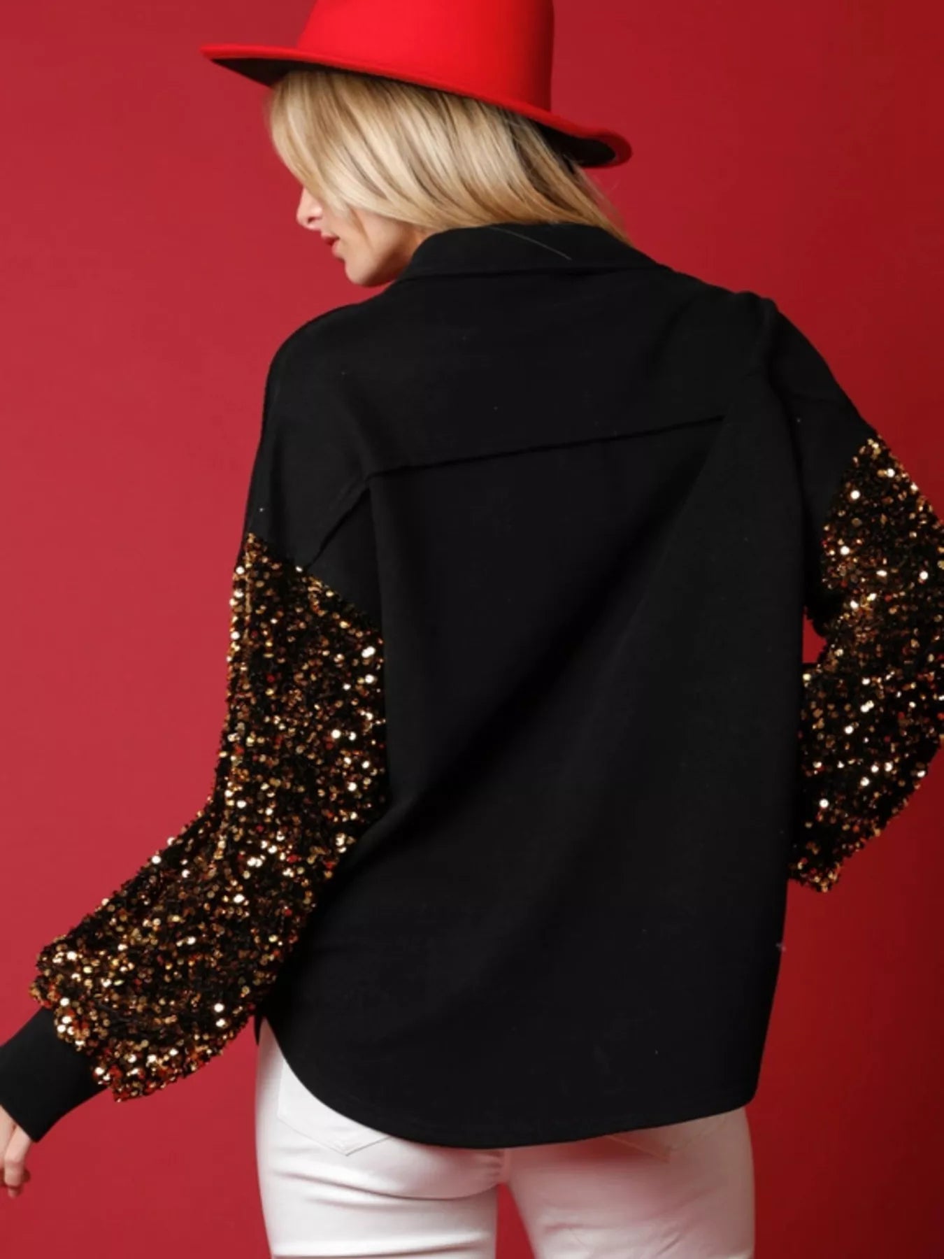 Christmas Santa Sequin Long Sleeve Shirt OutfitFlow