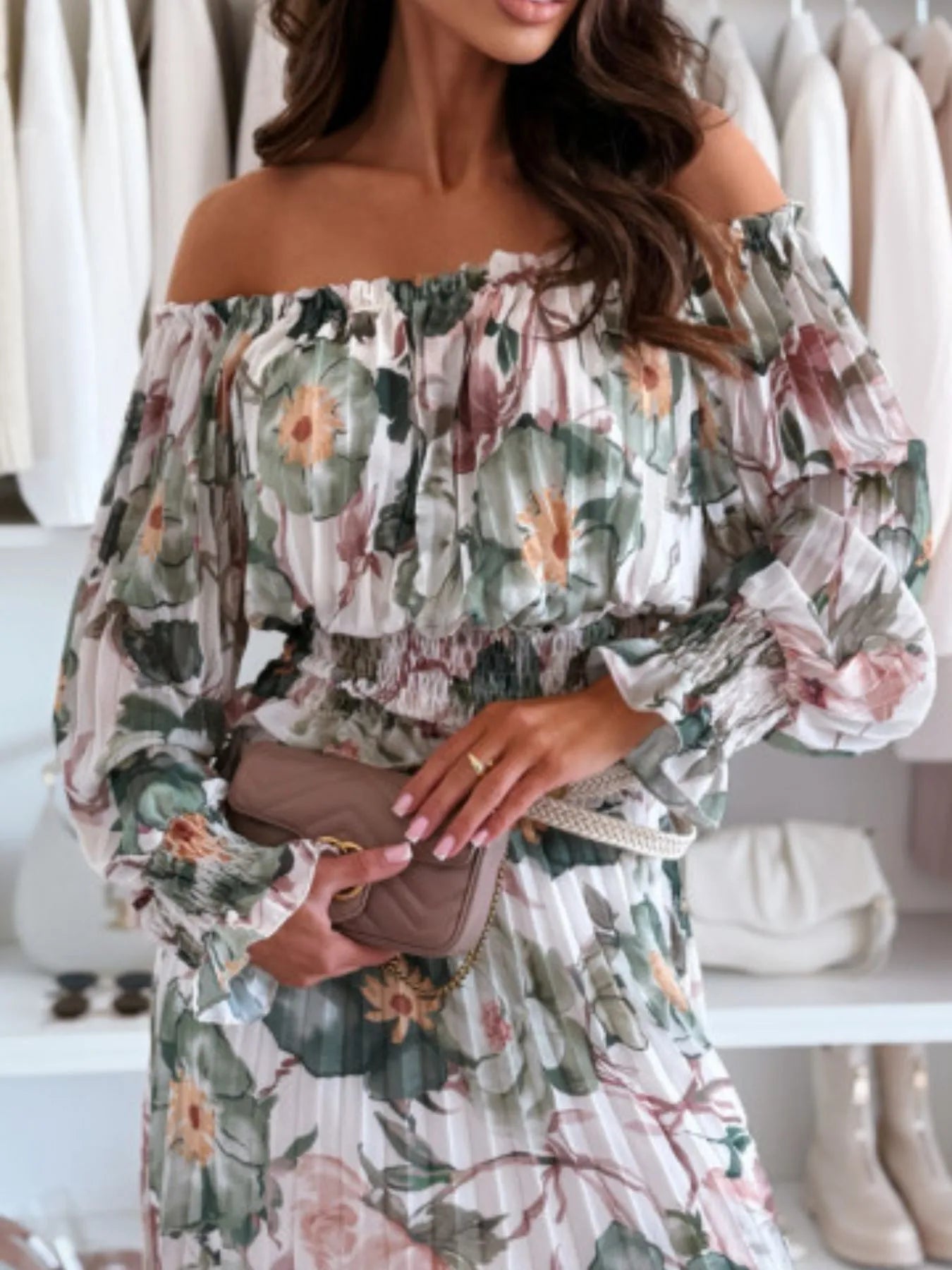 Floral Off-Shoulder Top and Skirt Two-Piece Set OutfitFlow