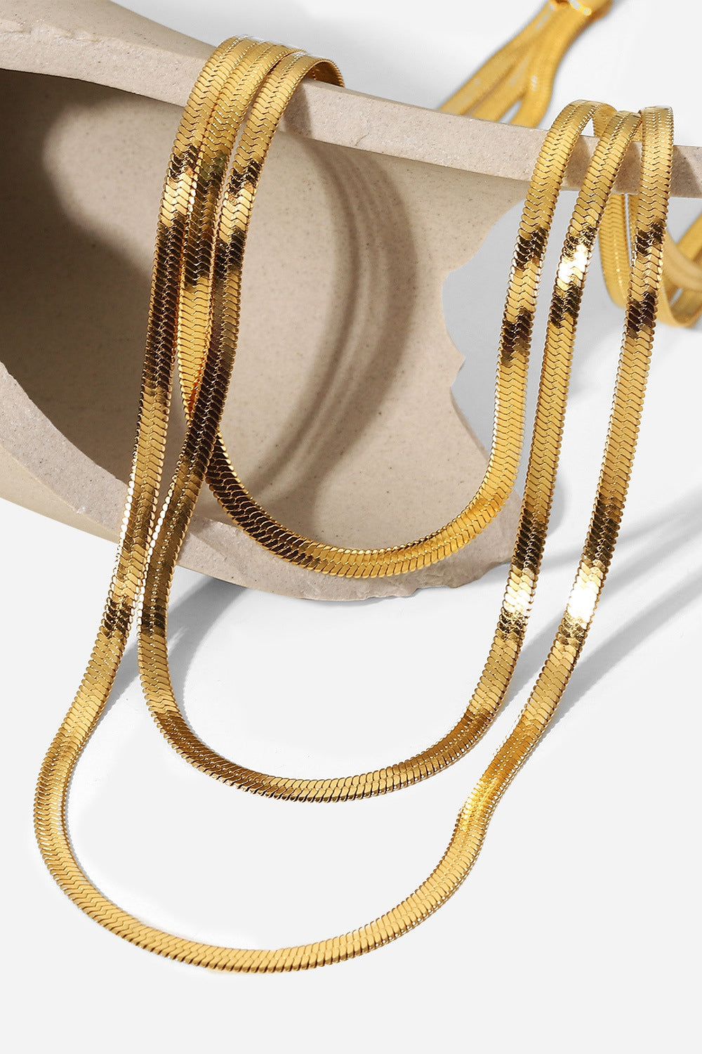 Triple-Layered Snake Chain Necklace OutfitFlow