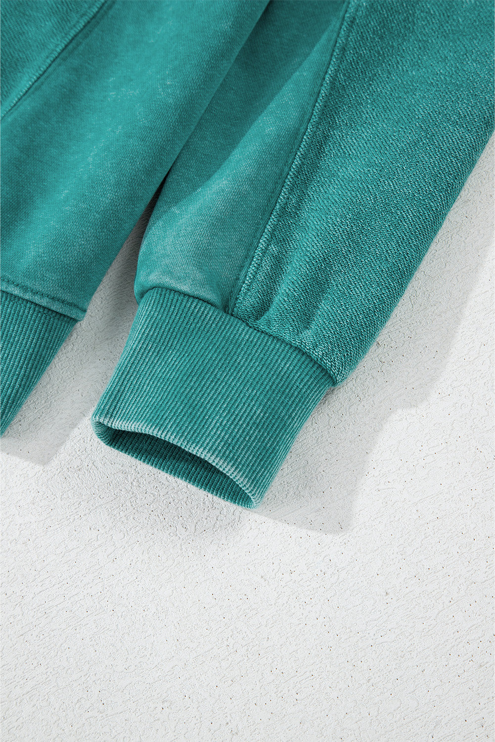 Notched Drop Shoulder Long Sleeve Sweatshirt OutfitFlow