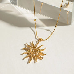 18K Gold-Plated Sun Pendant Necklace OutfitFlow