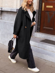 Pocketed Collared Neck Long Sleeve Coat Trendsi