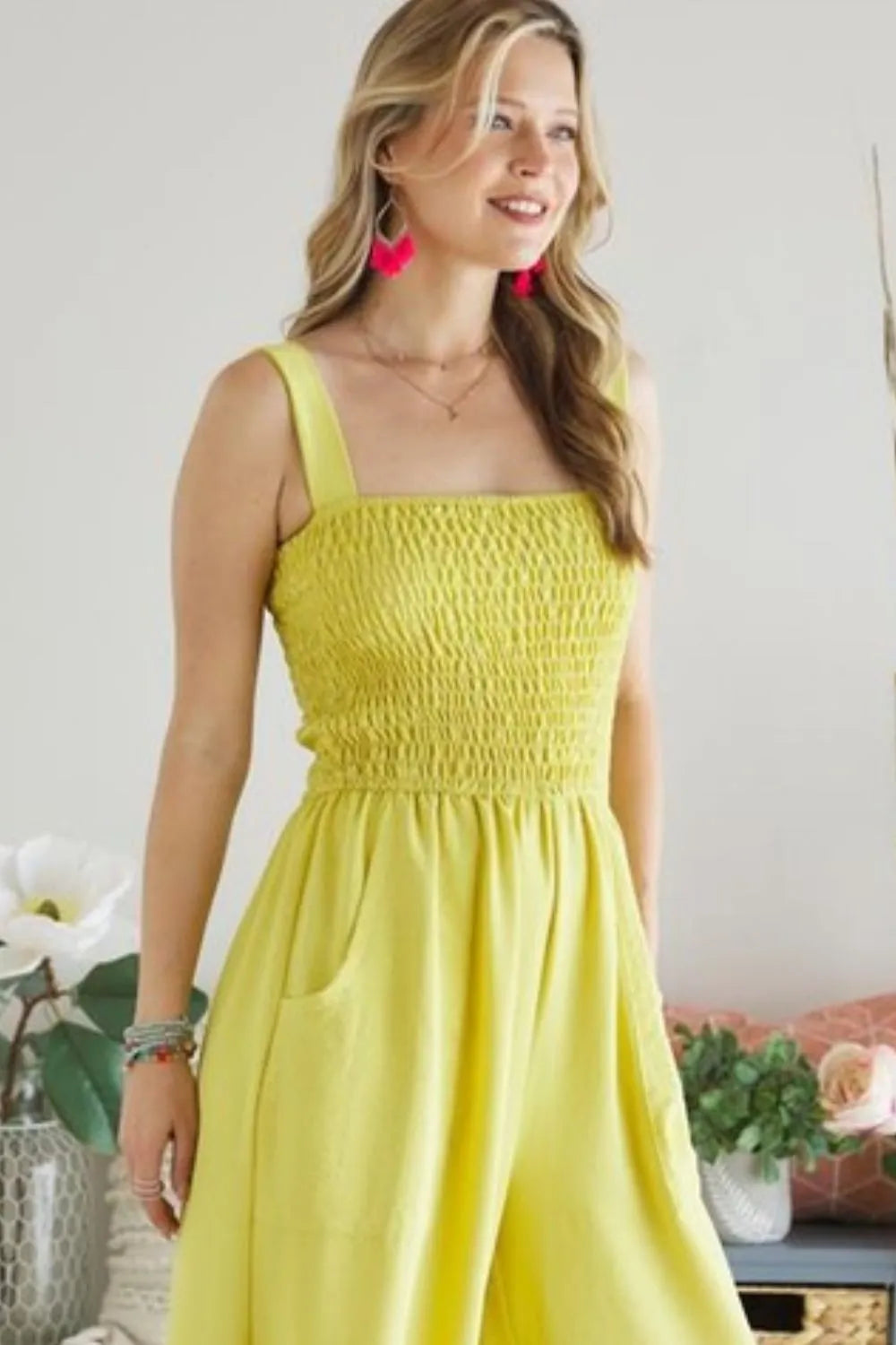 ADORA Smocking Top Wide Leg Jumpsuit OutfitFlow