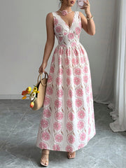 Floral Print Sleeveless Maxi Dress OutfitFlow