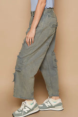 POL Distressed Raw Hem Wide Leg Pants OutfitFlow