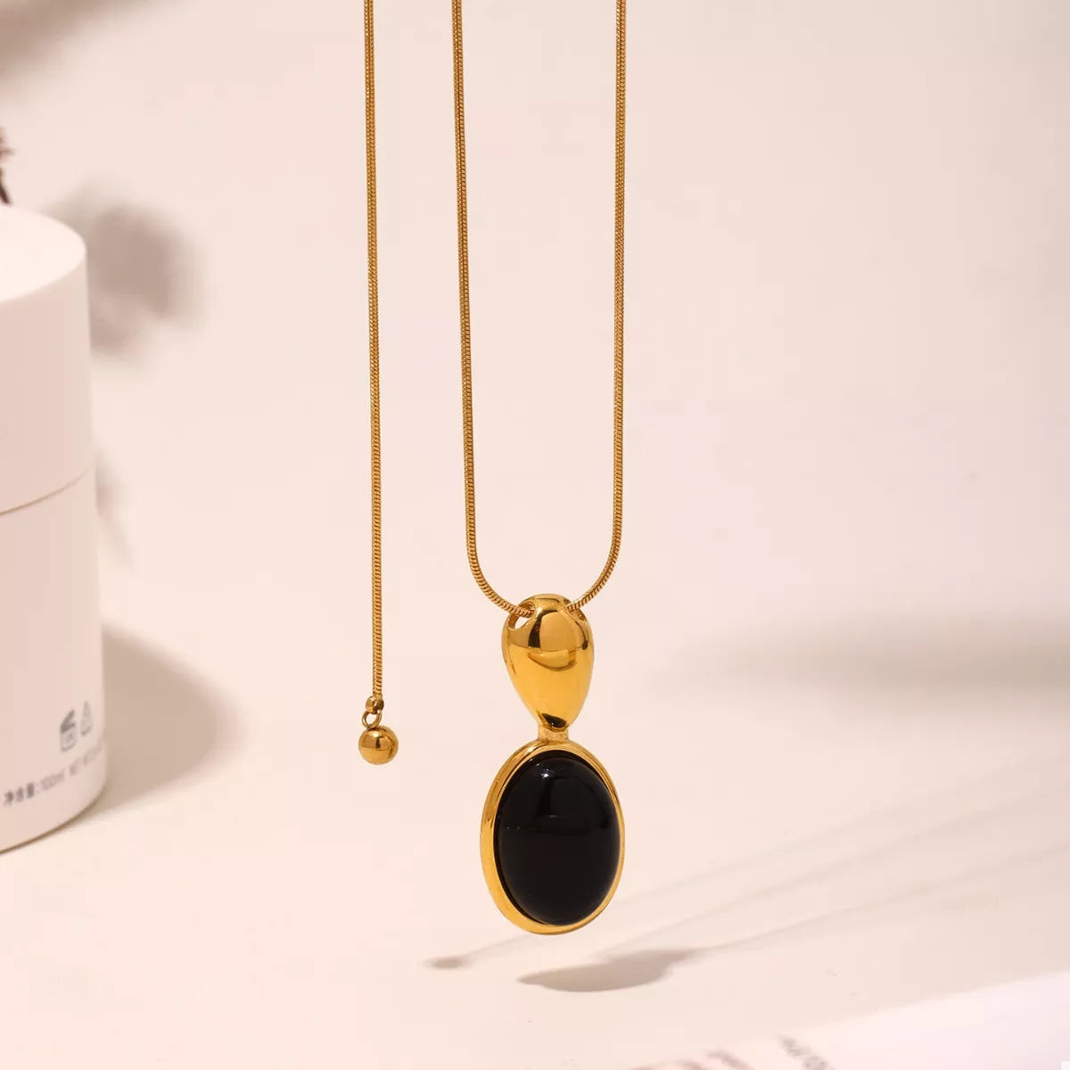 18K Gold-Plated Stainless Steel Necklace with Teardrop Pendant OutfitFlow