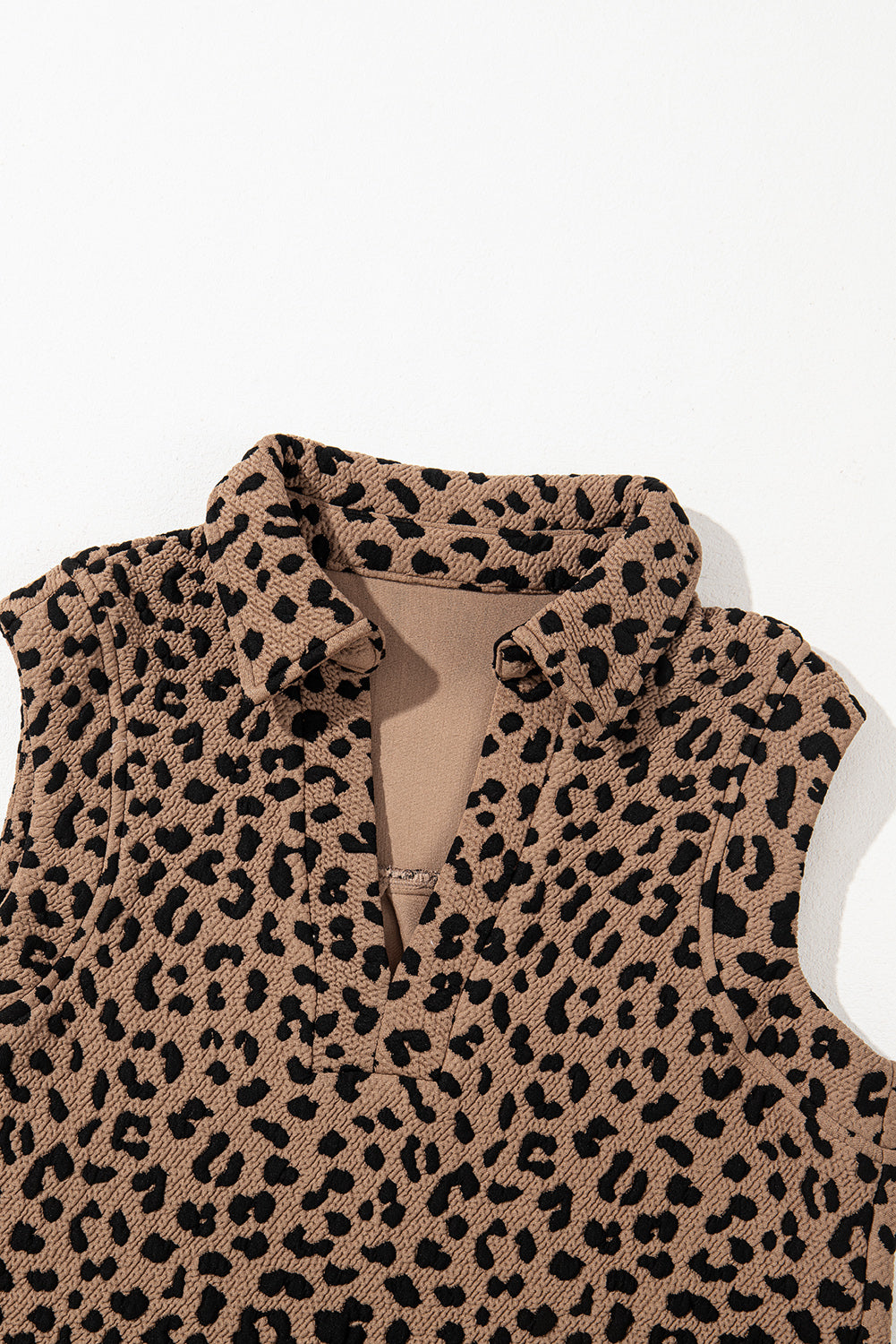 Outfit Flow - Leopard Johnny Collar Sleeveless Mini Dress