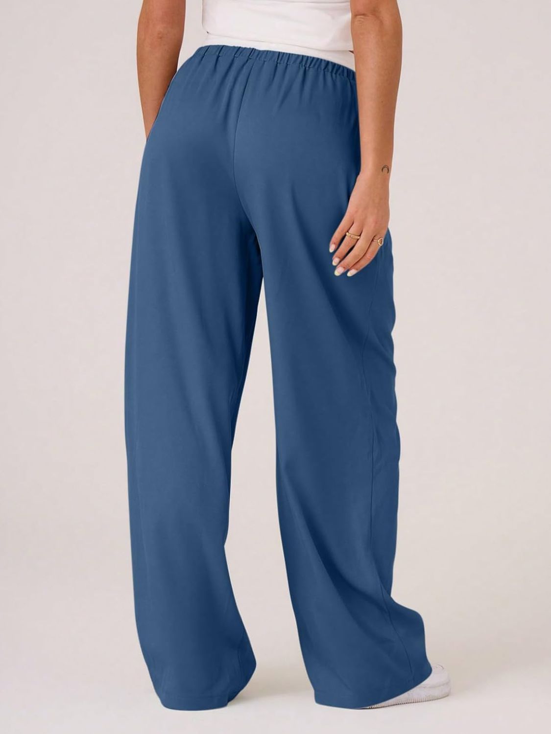 Outfit Flow - Contrast Waistband Drawstring Wide Leg Pants