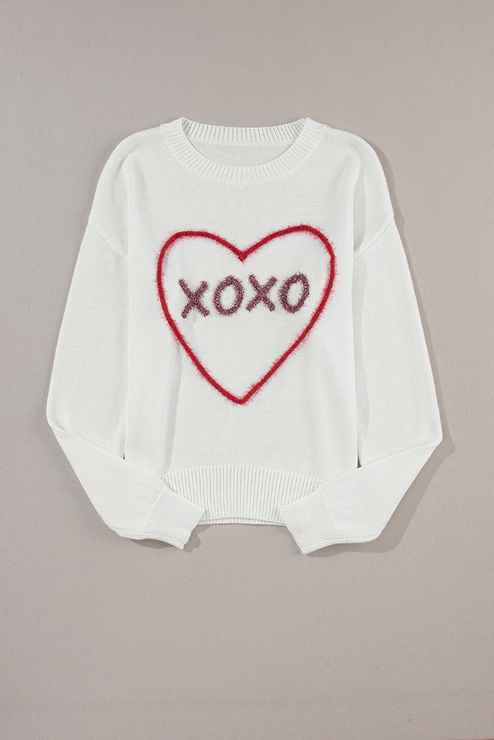 Outfit Flow - XOXO Round Neck Drop Shoulder Sweater