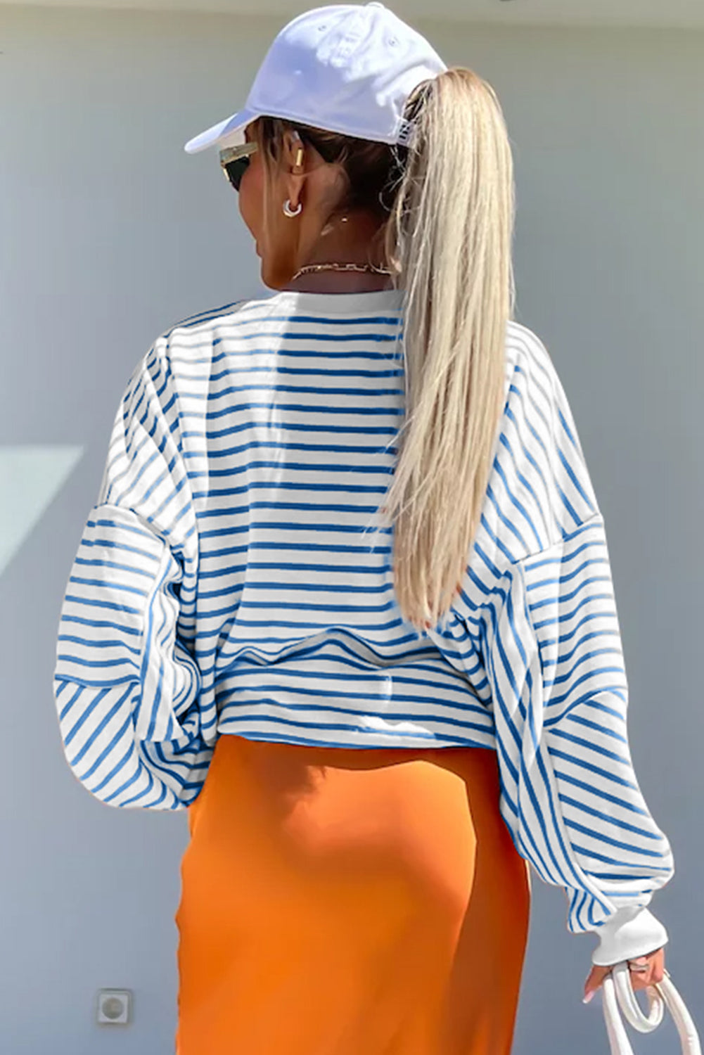 Outfit Flow - Striped Round Neck Long Sleeve Sweatshirt Outfit Flow