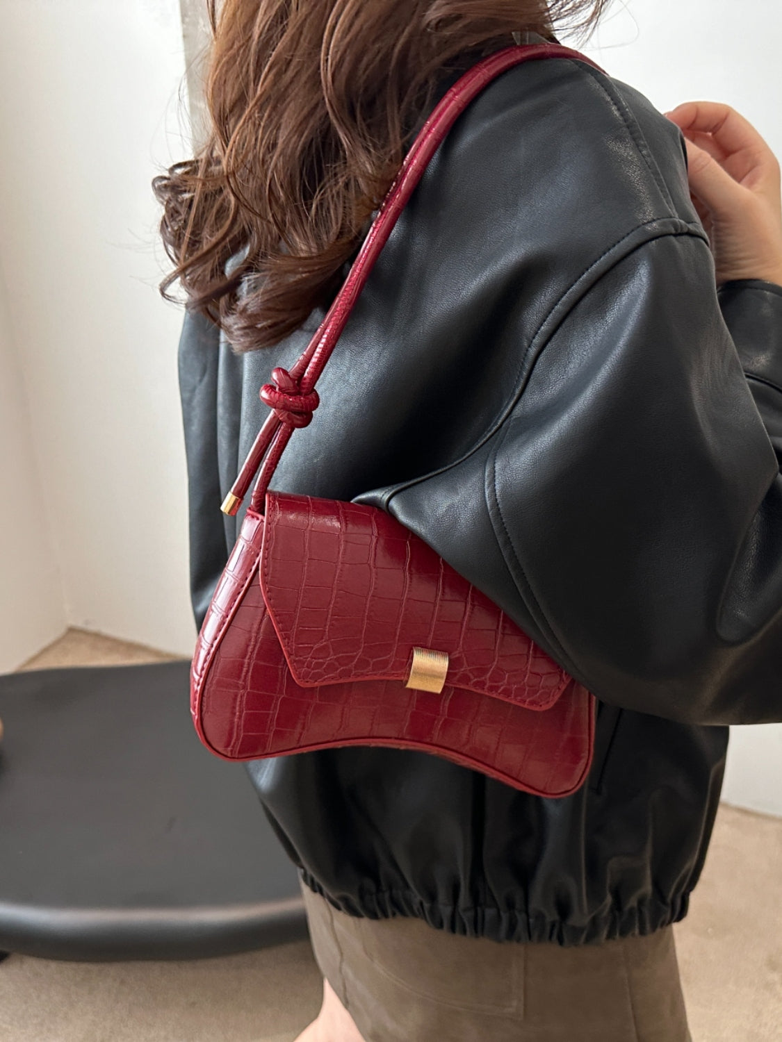 Outfit Flow - PU Leather Texture Crossbody Bag