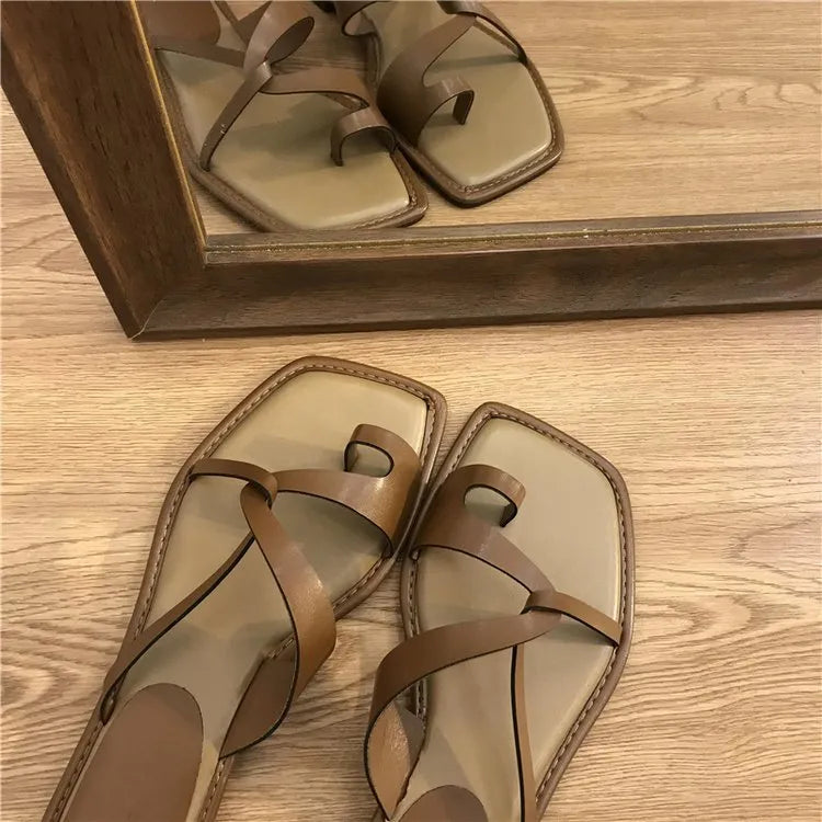Toe Loop Flats Sandals OutfitFlow