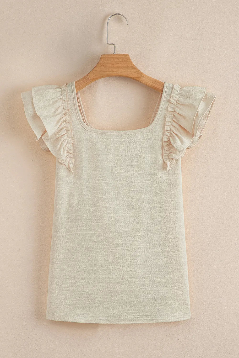 Bow Back Ruffled Cap Sleeve Blouse OutfitFlow