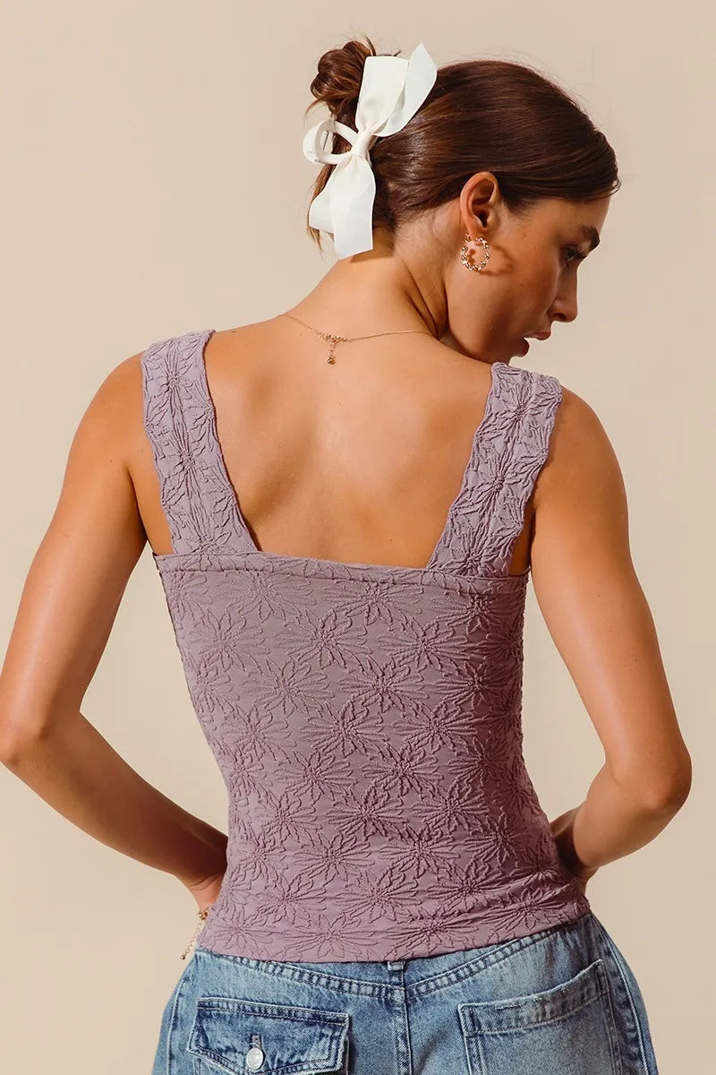 SO ME Floral Jacquard Seamless Tank Top OutfitFlow