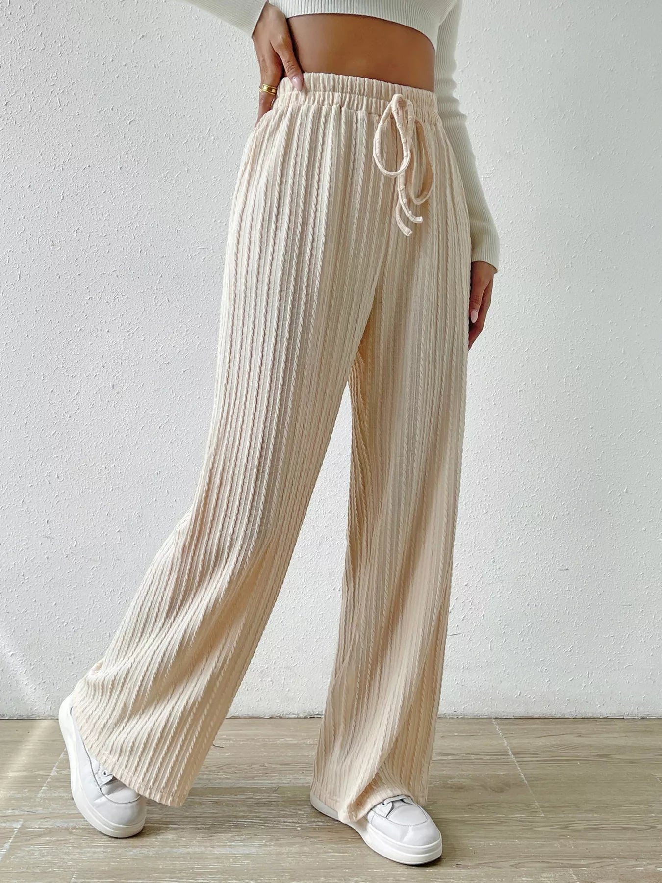 Drawstring Wide Leg Pants OutfitFlow