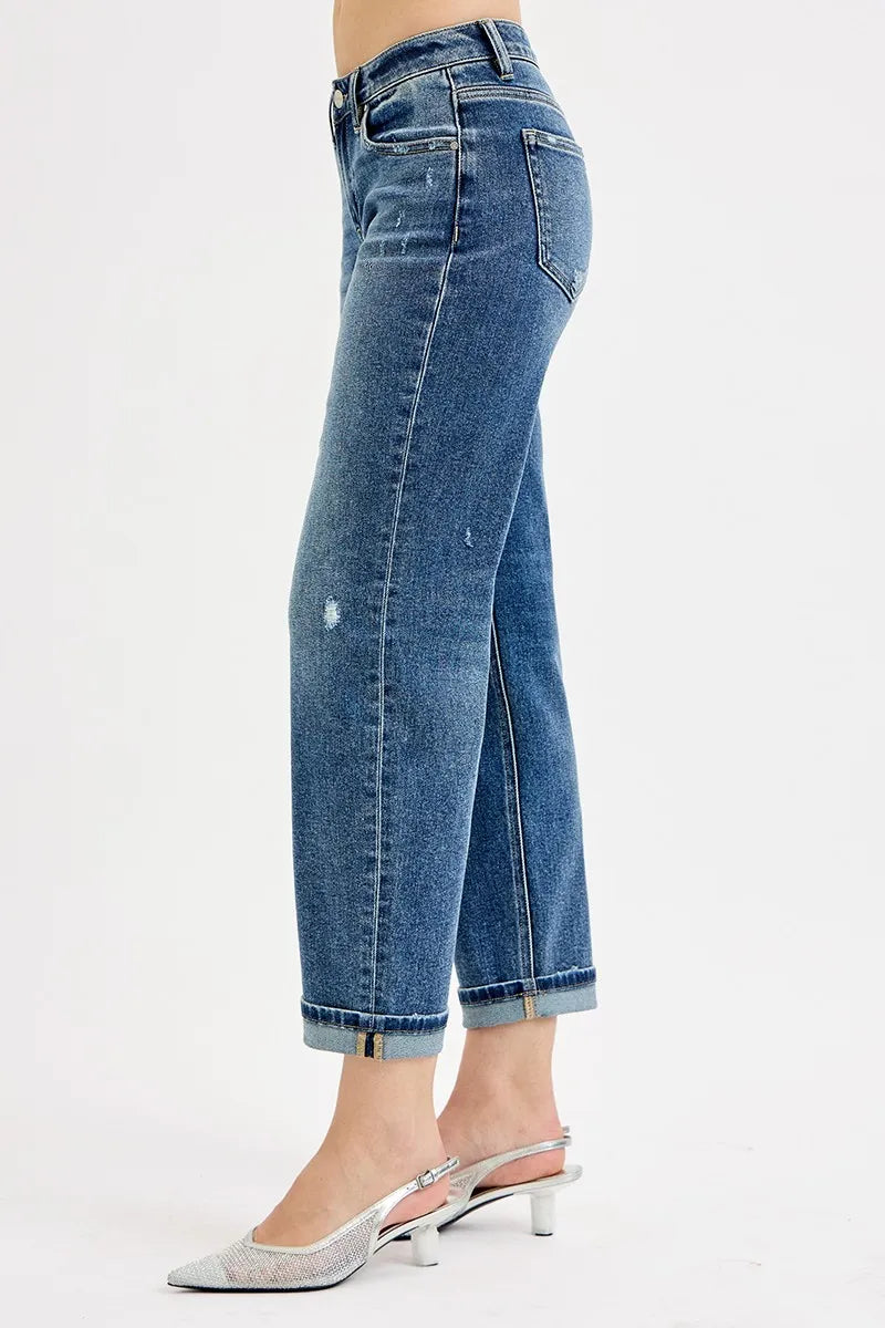 RISEN Full Size Low Rise Crop Boyfriend Jeans Plus Size OutfitFlow