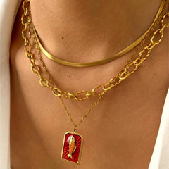 3-Piece 18K Gold-Plated Stainless Steel Necklace OutfitFlow