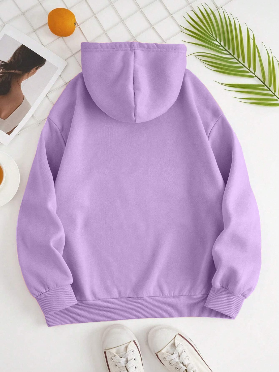 Drawstring Dropped Shoulder Hoodie OutfitFlow