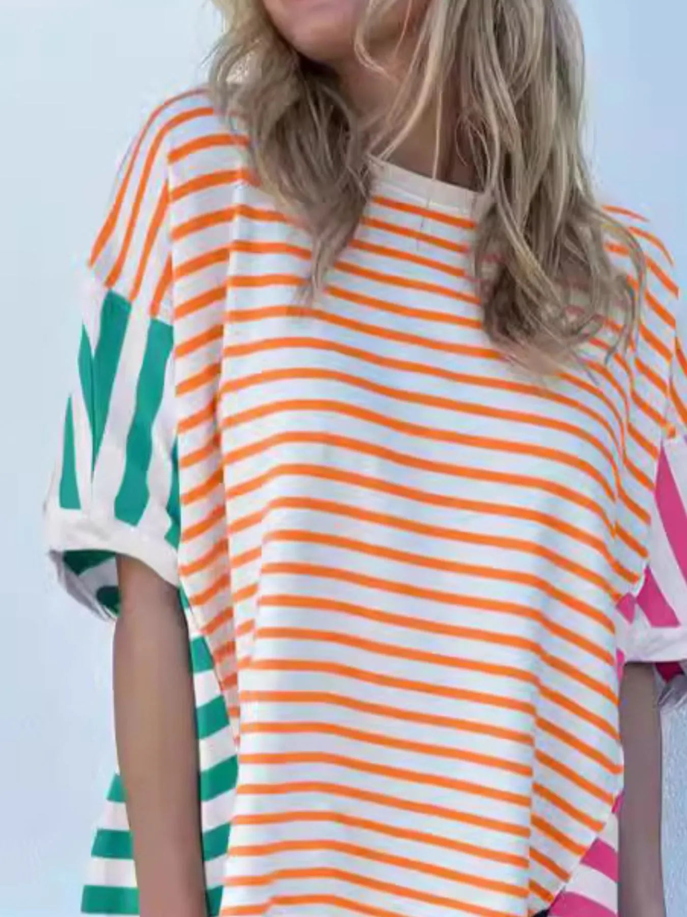 Colorful Striped Oversized T-Shirt OutfitFlow