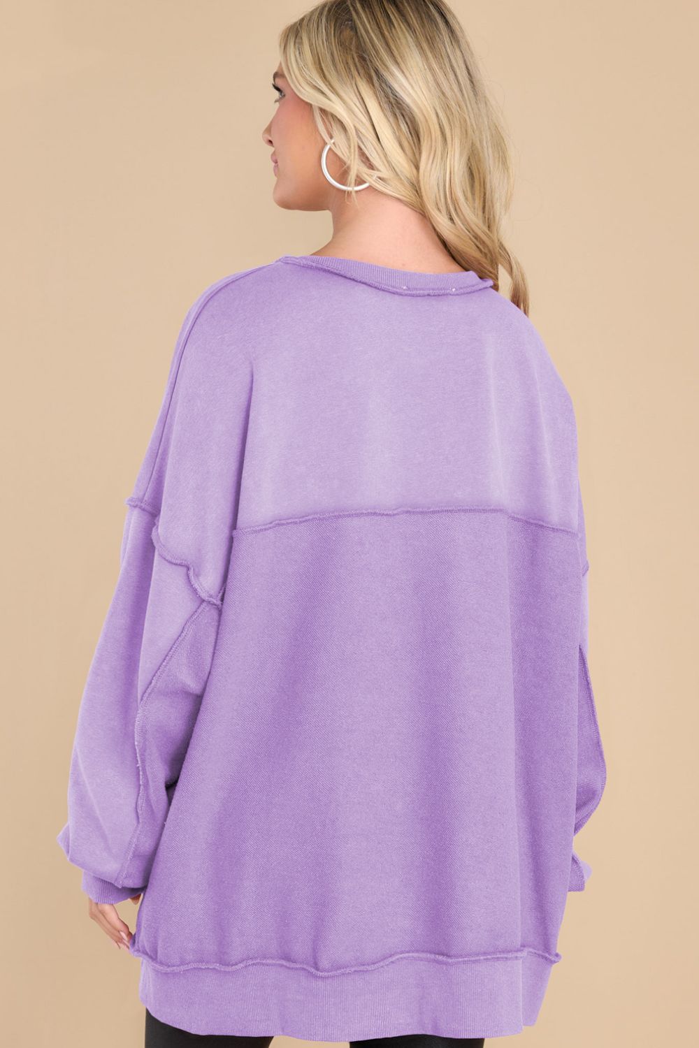 Outfit Flow - Exposed Seam Long Sleeve Sweatshirt