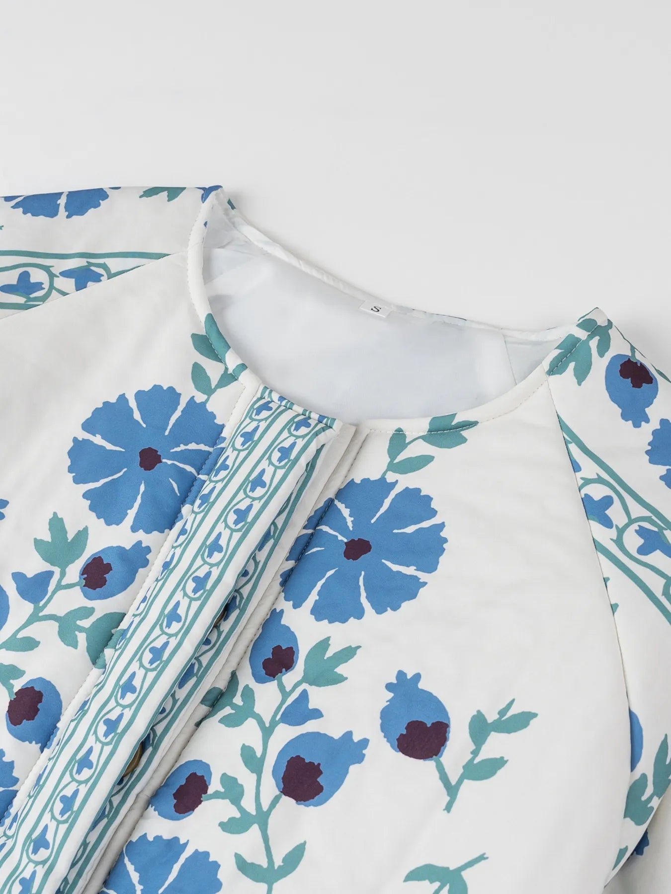 Printed Button Down Long Sleeve Winter Coat OutfitFlow