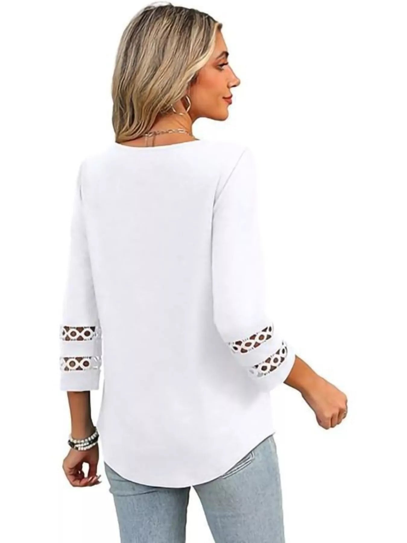 Full Size V-Neck 3/4 Sleeve T-Shirt Plus Size OutfitFlow