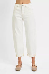 RISEN Full Size High Rise Barrel Cropped Jeans Plus Size OutfitFlow