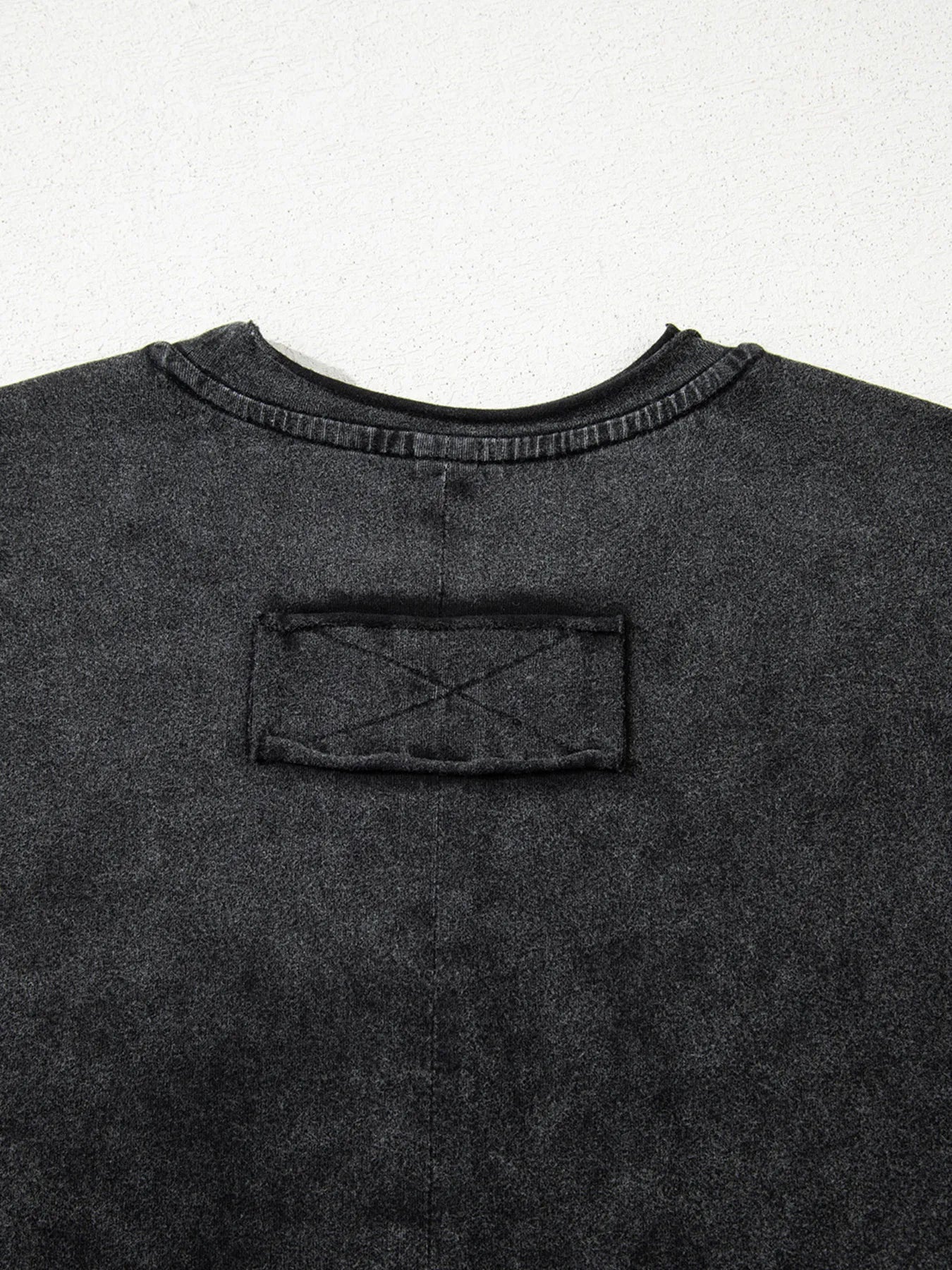Floral Embroidered Mineral Wash Crew Neck T Shirt OutfitFlow