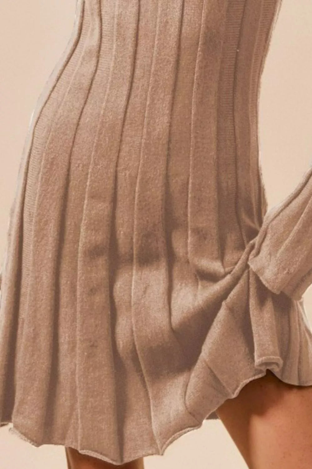 SO ME Ribbed Long Sleeve Mini Sweater Dress Trendsi